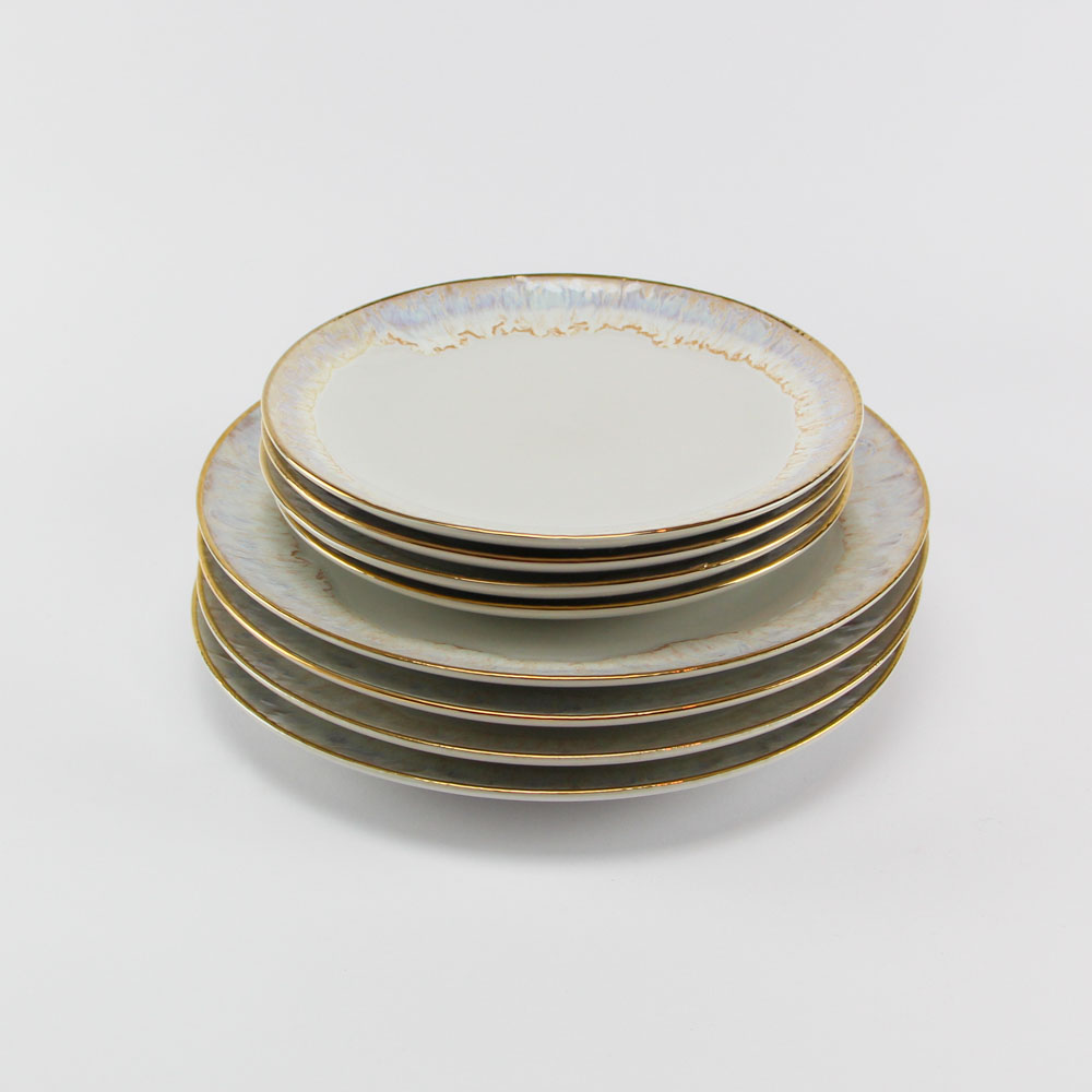 Ontbijtbord Taormina wit met gouden rand - Loek s nice product foto 163 1 - 1005